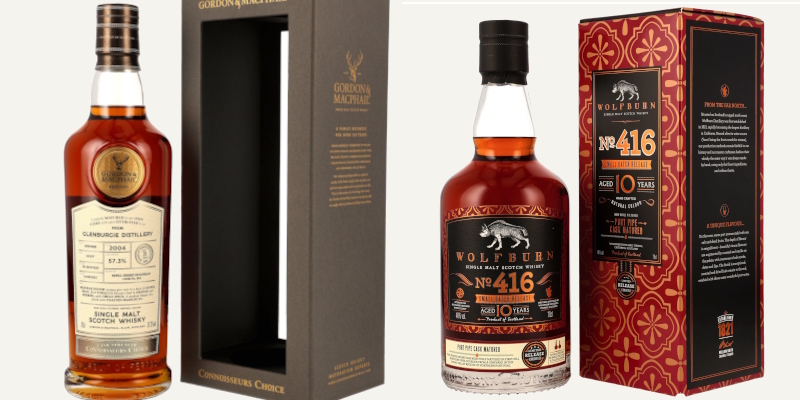 Upgrade-Whiskys für Chef's Special und Käse-Finale Zwei Upgrade-Whiskys für die Aromenreise mit Chris Pepper: Glenburgie 21 Jahre im refill Sherry Cask von Gordon & MacPhail und Wolfburn No. 416 10 Jahre durchgängig im Ruby Portweinfass gereift.